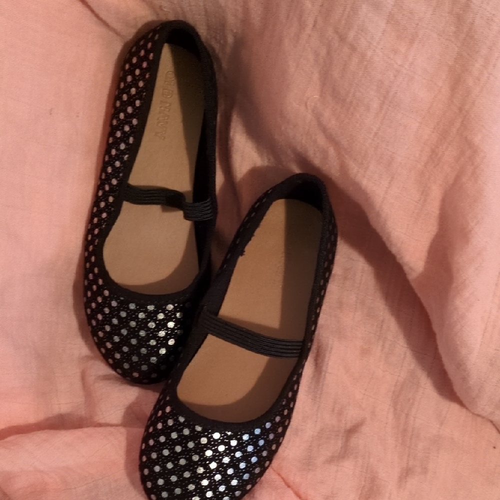 Black and Silver Polka Dot Flats